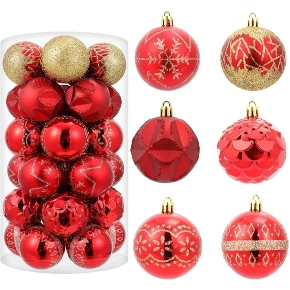 Brand New Set of 30 Red & Gold Christmas Ball Ornaments